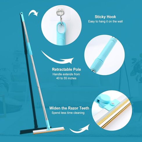 مجرفة سجاد لازالة شعر الحيوانات الاليفة بمقبض طويل قابل للتعديل مع حافة معدنية مبتكرة، مكنسة شعر القطط والكلاب، مزيل فرو ووبر قابل لاعادة الاستخدام للسجاد والبساط والاريكة والاثاث in Kuwait