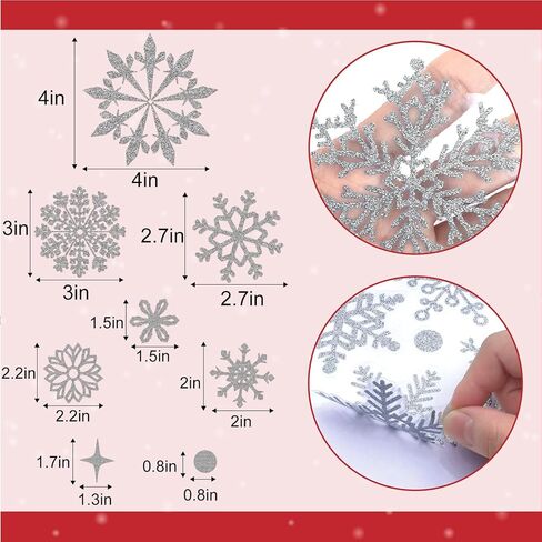 148 Pcs Christmas Wall Decals Glitter Snowflakes Stickers Window Stickers Winter Wall Decals Silver Frozen Stickers Home Decoration for Christmas Party Supplies… in Kuwait