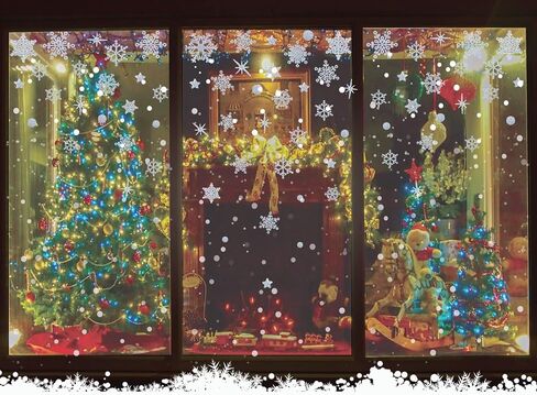 148 Pcs Christmas Wall Decals Glitter Snowflakes Stickers Window Stickers Winter Wall Decals Silver Frozen Stickers Home Decoration for Christmas Party Supplies… in Kuwait