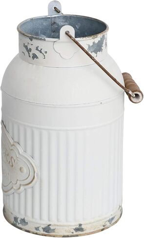 Yoillione Metal Flower Vase, Rustic Jug Flower Vase Vintage, Shabby Chic Vase for Home Decor, French Country Style Vase, White in Saudi Arabia