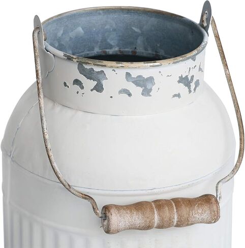 Yoillione Metal Flower Vase, Rustic Jug Flower Vase Vintage, Shabby Chic Vase for Home Decor, French Country Style Vase, White in Saudi Arabia