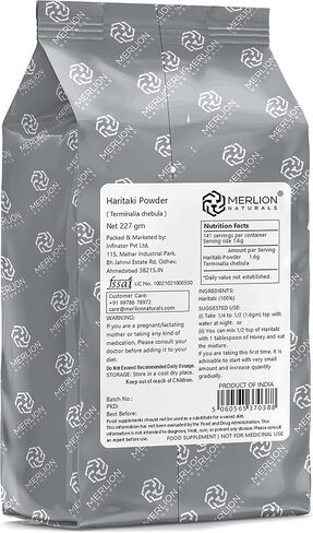 MERLION NATURALS Haritaki Powder Terminalia chebula | 227gm / 8OZ in Kuwait