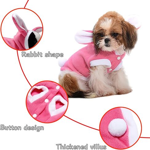 زي أرنب عيد الفصح من ديليفور، معطف كلب رائع على شكل أرنب للحيوانات الأليفة للكلاب الصغيرة والقطط (S) in Kuwait