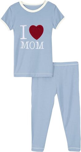 طقم بيجامة كيكي بانتس مكون من قطعتين بأكمام قصيرة، بيجامة I Love Mom للأطفال الصغار (Pond I Love Mom - 4T) in Saudi Arabia