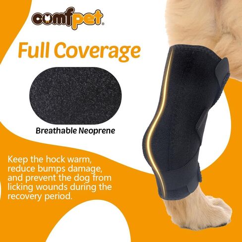 COMFPET دعامة ساق الكلب للعرقوب الخلفي، غلاف دعم ساق الكلب مع شرائط معدنية، كم تدفئة ساق الكلب لمنع لعق، والالتواء الكلب، والتهاب المفاصل، ACL، متوسط in Kuwait