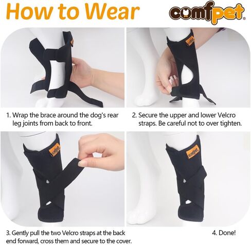 COMFPET دعامة ساق الكلب للعرقوب الخلفي، غلاف دعم ساق الكلب مع شرائط معدنية، كم تدفئة ساق الكلب لمنع لعق، والالتواء الكلب، والتهاب المفاصل، ACL، متوسط in Kuwait