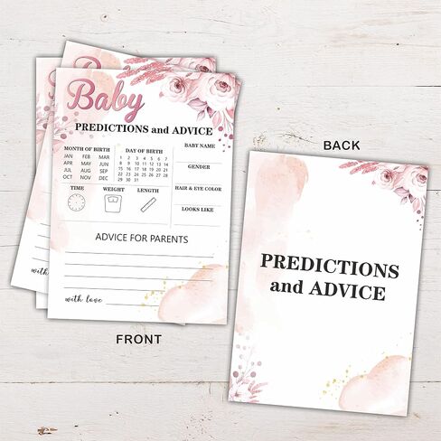 Baby Shower Game, Predictions and Advice Cards, Boho Blush Pink Floral Baby Gender Reveal Party Supplies, Gender Neutral Baby Shower Decorations, 30 in Pack(5"x7")-(BABYYX-029) in Saudi Arabia