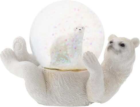 Elanze Designs White Polar Bear Mommy and Cub Magical Whimsical Tabletop Dresser Nightstand Figurine Miniature 45MM Sturdy Polyresin Glitter Water Snow Globe Decoration in Saudi Arabia