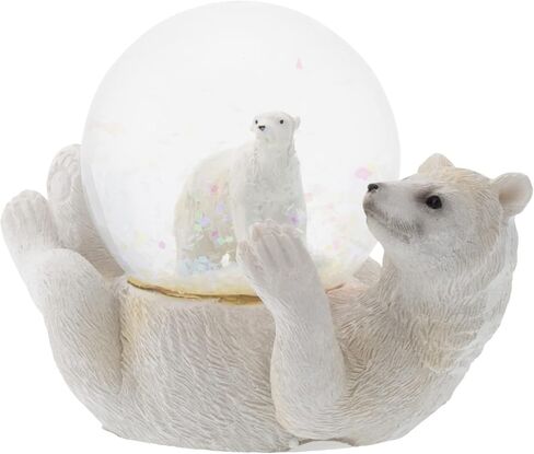 Elanze Designs White Polar Bear Mommy and Cub Magical Whimsical Tabletop Dresser Nightstand Figurine Miniature 45MM Sturdy Polyresin Glitter Water Snow Globe Decoration in Saudi Arabia