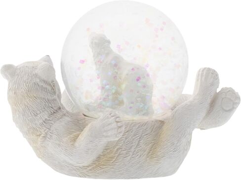 Elanze Designs White Polar Bear Mommy and Cub Magical Whimsical Tabletop Dresser Nightstand Figurine Miniature 45MM Sturdy Polyresin Glitter Water Snow Globe Decoration in Saudi Arabia