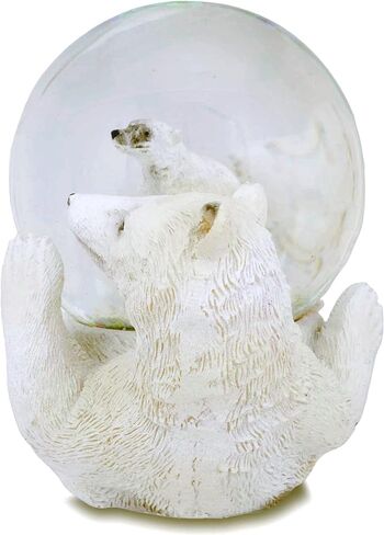 Elanze Designs White Polar Bear Mommy and Cub Magical Whimsical Tabletop Dresser Nightstand Figurine Miniature 45MM Sturdy Polyresin Glitter Water Snow Globe Decoration in Saudi Arabia
