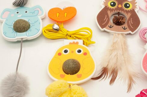 Fashion's Talk Cat Toy Interactive Hanging Door Cat Teaser Kitten Toys 80" 4-Pack Cats Toys Feather Toys with Catnip Ball Animal Exercise, Mental Physical Stimulation in Kuwait