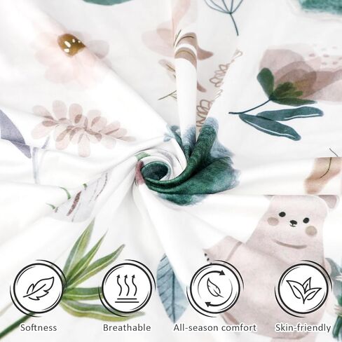 ملاءات سرير للأطفال البنات والأولاد، ملاءة سرير مناسبة مكونة من قطعتين، ناعمة ومسامية، ملاءة سرير أطفال بزهور خضراء مقاس 52 × 28 بوصة لسرير الأطفال القياسي، وودلاند in Kuwait