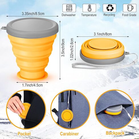 Umigy 9 Pcs 6.8 Oz/ 200 ml Silicone Collapsible Cup with Lid Collapsible Water Bottles Reusable Small Collapsible Travel Cup Portable Drinking Folding Camping Coffee Mugs for Hiking Outdoor Sports in Saudi Arabia