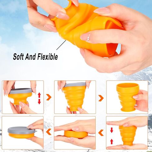 Umigy 9 Pcs 6.8 Oz/ 200 ml Silicone Collapsible Cup with Lid Collapsible Water Bottles Reusable Small Collapsible Travel Cup Portable Drinking Folding Camping Coffee Mugs for Hiking Outdoor Sports in Saudi Arabia