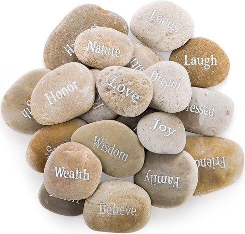 Jucoan 20 Pack Engraved Inspirational Stones with Different Words Encouragement Rocks Faith Stones Motivational Gift Stones for Friends, DIY Rocks for Craft, 2-3 Inch in Saudi Arabia
