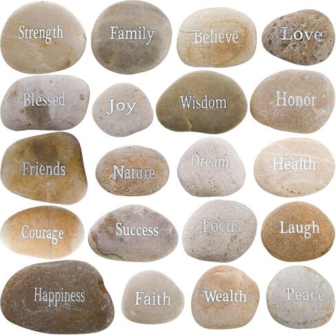 Jucoan 20 Pack Engraved Inspirational Stones with Different Words Encouragement Rocks Faith Stones Motivational Gift Stones for Friends, DIY Rocks for Craft, 2-3 Inch in Saudi Arabia
