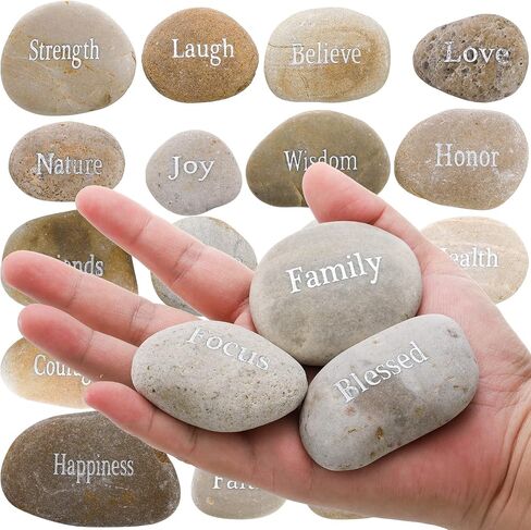 Jucoan 20 Pack Engraved Inspirational Stones with Different Words Encouragement Rocks Faith Stones Motivational Gift Stones for Friends, DIY Rocks for Craft, 2-3 Inch in Saudi Arabia