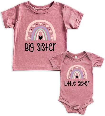Teeny Fox Rainbow Big Little Sis Sister Set Gift For Sibling Matching Outfits in Saudi Arabia