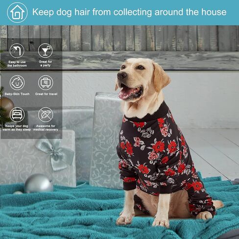LovinPet Pet Pajamas for Large Dogs - Floral Navy and Coral Print Dog Jammies, Lightweight Stretchy Knit Big Dog Pullover, Large Dog Onesie, Pet PJ's/Large in Saudi Arabia