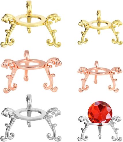 حامل كرات كريستال، 6 عبوات من حامل كرات الكريستال الذهبي والفضي، بقطر 2.8 انش بتصميم عتيق ذهبي وفضي، حامل عرض كريستال زجاجي بتصميم زهور in Kuwait