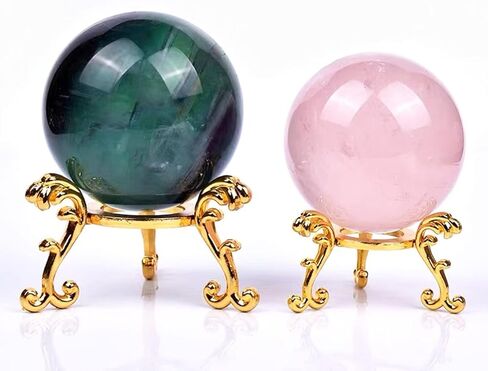 حامل كرات كريستال، 6 عبوات من حامل كرات الكريستال الذهبي والفضي، بقطر 2.8 انش بتصميم عتيق ذهبي وفضي، حامل عرض كريستال زجاجي بتصميم زهور in Kuwait