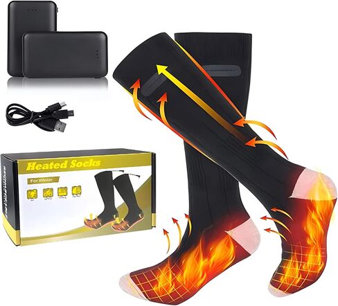 جوارب حرارية للرجال والنساء، جوارب حرارية ببطارية كهربائية قابلة لإعادة الشحن بقدرة 4000 مللي أمبير في الساعة، جهاز تدفئة القدمين قابل للغسل في الشتاء مع 3 إعدادات للحرارة للتخييم والتزلج والمشي لمسافات طويلة والصيد والرياضات الشتوية الخارجية والداخلية in Kuwait