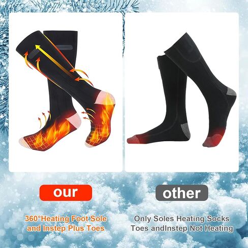 جوارب حرارية للرجال والنساء، جوارب حرارية ببطارية كهربائية قابلة لإعادة الشحن بقدرة 4000 مللي أمبير في الساعة، جهاز تدفئة القدمين قابل للغسل في الشتاء مع 3 إعدادات للحرارة للتخييم والتزلج والمشي لمسافات طويلة والصيد والرياضات الشتوية الخارجية والداخلية in Kuwait