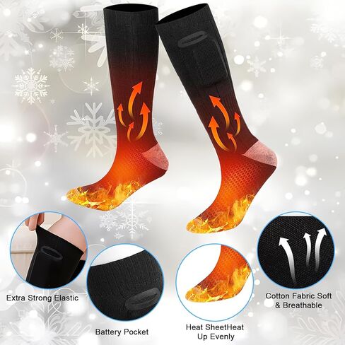 جوارب حرارية للرجال والنساء، جوارب حرارية ببطارية كهربائية قابلة لإعادة الشحن بقدرة 4000 مللي أمبير في الساعة، جهاز تدفئة القدمين قابل للغسل في الشتاء مع 3 إعدادات للحرارة للتخييم والتزلج والمشي لمسافات طويلة والصيد والرياضات الشتوية الخارجية والداخلية in Kuwait
