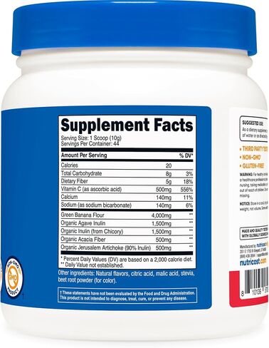 Nutricost Prebiotic Fiber Powder (1 LB, Unflavored) - Digestive Health, Natural Fiber Supplement, Soluble Plant Fiber Blend in Saudi Arabia