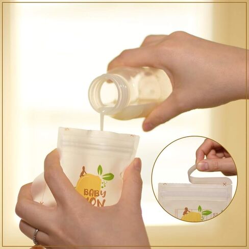Baby Lemon Breast Milk Storage Bags with Spout - 8 oz, 100 Bags, Extra Thick, Leak Proof, Pre-sterilized, Ready to Use, BPA Free, Easy Write Material in Saudi Arabia