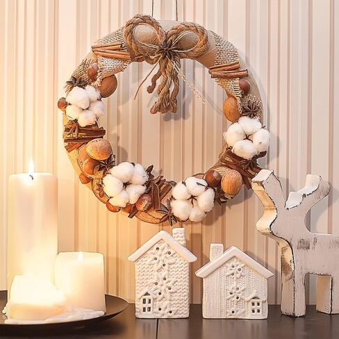 Tallew 24 Pieces Farmhouse Cotton Flowers Artificial Cotton Stems Dried Wheat Bouquet Fake Cotton Decor with Head for Graduation Bouquet Table Home Kitchen Wedding Office Decor in Saudi Arabia