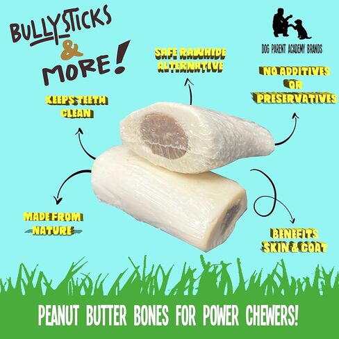 BULLYSTICKS & MORE عظام محشوة للكلاب - عظام الكلاب المحشوة - طويلة الأمد (زبدة الفول السوداني ولحم الخنزير المقدد والعظام المحشوة للكلاب) (زبدة الفول السوداني، 2-3 بوصة - 5 قطع) in Kuwait