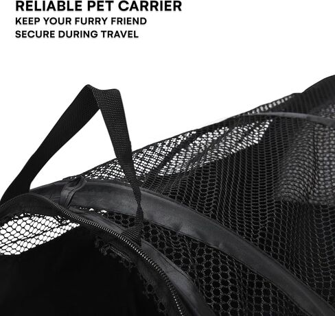Black Rhino Pet Carrier with Interior Hooks for Hammock - Safe & Foldable Kennel for Cats & Dogs - Car Travel Carrier with Built-in Straps for Seatbelt - Perfect for Small and Medium Pets - Black in Kuwait