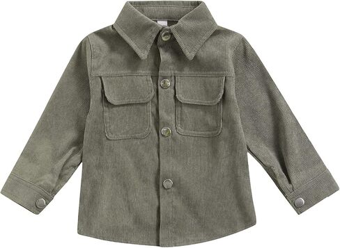 VISGOGO Toddler Baby Boys Girl Shirt Coat Plaid Long Sleeve Hooded Single Breasted Jacket Tops with Pockets in Saudi Arabia