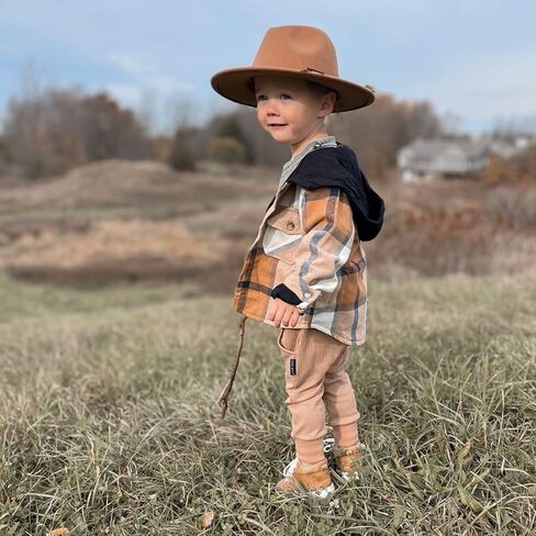 VISGOGO Toddler Baby Boys Girl Shirt Coat Plaid Long Sleeve Hooded Single Breasted Jacket Tops with Pockets in Saudi Arabia