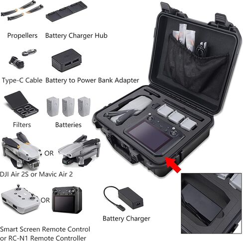 Professional Hard Case for DJI Air 2S Shockproof Waterproof Case Compatible with DJI Mavic Air 2, Smart Controller, Batteries,Charger, Lens Filter Case, Propellers in Kuwait