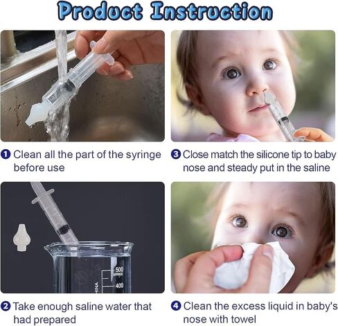 حقنة أنف للأطفال باللون الأبيض - قطعتين - شفاط أنف آمن للأطفال من السيليكون، أداة شطف منظف الأنف من السيليكون للأطفال/الرضع/الأطفال in Kuwait