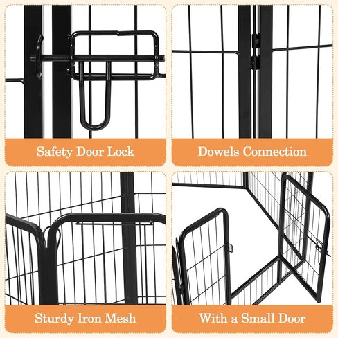 mopam Metal Fence Panels 8 Panels Decorative Garden Fence 23.6''(H) x 31.5''(W) Outdoor Pet Barrier Dog Puppy Fencing with Door for Yard Patio, Black in Kuwait