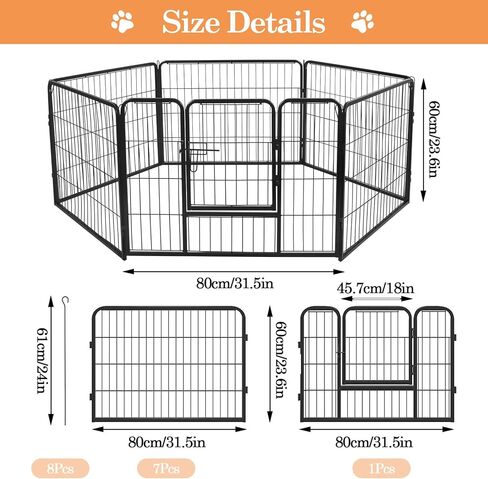 mopam Metal Fence Panels 8 Panels Decorative Garden Fence 23.6''(H) x 31.5''(W) Outdoor Pet Barrier Dog Puppy Fencing with Door for Yard Patio, Black in Kuwait