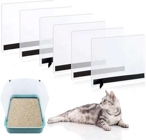 6 قطع من واقيات صندوق فضلات القطط، صندوق فضلات القطط، واقي من رذاذ التبول، وعاء فضلات سهل التنظيف عالي الجوانب لحماية الخصوصية لوعاء فضلات القطط المفتوح من الاعلى (صندوق الفضلات غير متضمن) in Kuwait