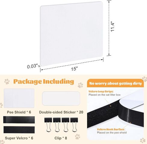 6 قطع من واقيات صندوق فضلات القطط، صندوق فضلات القطط، واقي من رذاذ التبول، وعاء فضلات سهل التنظيف عالي الجوانب لحماية الخصوصية لوعاء فضلات القطط المفتوح من الاعلى (صندوق الفضلات غير متضمن) in Kuwait