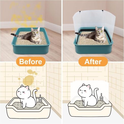 6 قطع من واقيات صندوق فضلات القطط، صندوق فضلات القطط، واقي من رذاذ التبول، وعاء فضلات سهل التنظيف عالي الجوانب لحماية الخصوصية لوعاء فضلات القطط المفتوح من الاعلى (صندوق الفضلات غير متضمن) in Kuwait