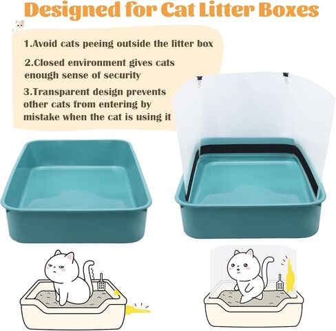 6 قطع من واقيات صندوق فضلات القطط، صندوق فضلات القطط، واقي من رذاذ التبول، وعاء فضلات سهل التنظيف عالي الجوانب لحماية الخصوصية لوعاء فضلات القطط المفتوح من الاعلى (صندوق الفضلات غير متضمن) in Kuwait