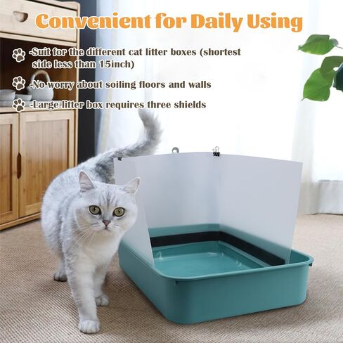 6 قطع من واقيات صندوق فضلات القطط، صندوق فضلات القطط، واقي من رذاذ التبول، وعاء فضلات سهل التنظيف عالي الجوانب لحماية الخصوصية لوعاء فضلات القطط المفتوح من الاعلى (صندوق الفضلات غير متضمن) in Kuwait