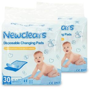 حفاضات نيوكليرز الداخلية القابلة للاستعمال مرة واحدة لتغيير حفاضات سلس البول المسامية، 30 قطعة/العبوة (40.64 سم × 58.42 سم - عبوتان (60 قطعة) in Kuwait