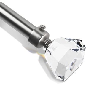 Curtain Rods for Windows 66 to 120, Silver Curtain Rods with Acrylic Diamond Crystal Finials, Brushed Nickel Curtain Rod, Decorative Curtain Rod, Adjustable Curtain Rod. in Kuwait