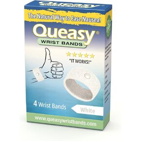 Queasy Anti-Nausea Wristbands – Nausea & Vomiting Relief from Morning Sickness, Motion Sickness, Migraine - Clinically Tested Nausea Relief Aid - Acupressure Wristband - 2 Pairs, Set of 4 Bands - Gray