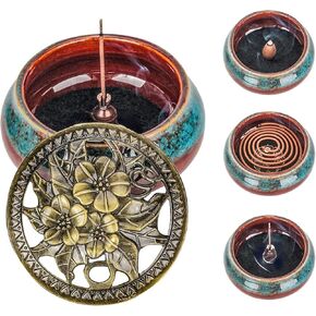 BIVINAR Incense Burner, Lotus Incense Holder for Cones, Incense Burner for Charcoal Disc, Resin, Sage Cones and Palo Santo (Blue)