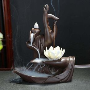 YYW Room Decor Lotus Backflow Incense Burner with 20pcs Incense Cone +30 Incense Sticks, Waterfall Incense Holder Burner